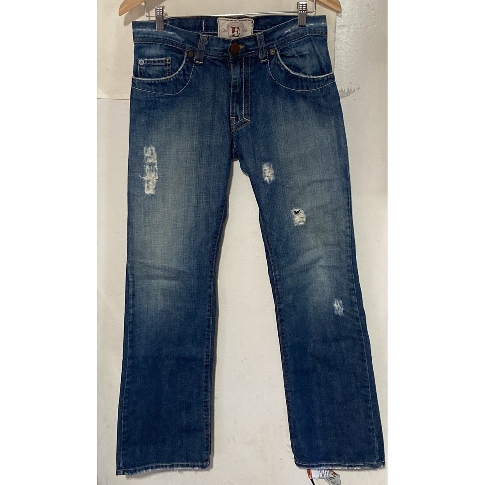 Division E Mens Size 30 33 Blue Distressed Denim Jeans Pants Made in USA j262